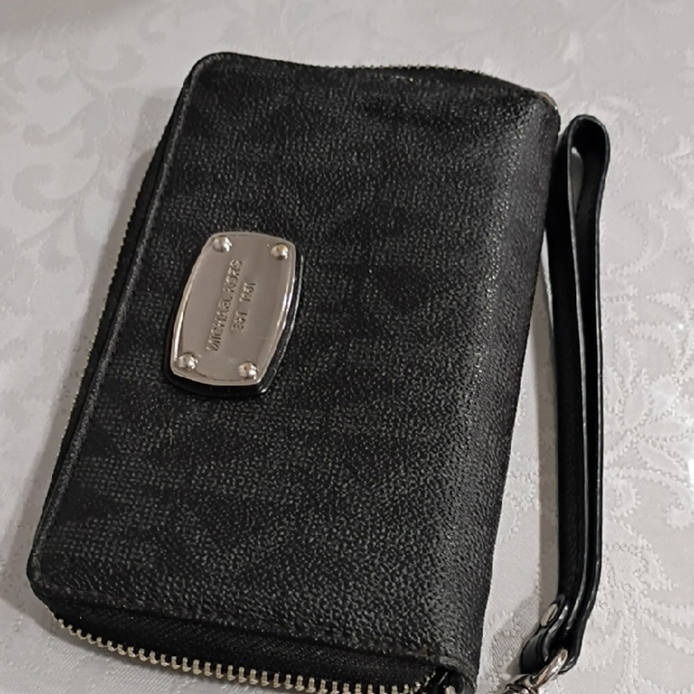 Michael Kors Black Wristlet with Silver Hardware
